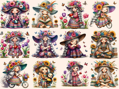 Boho Girl Gnomes Clipart Boho clip art - Wonders Artist