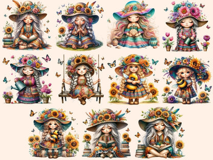 Boho Girl Gnomes Clipart Boho clip art - Wonders Artist