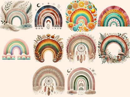 Boho Rainbows Clipart Artistic Rainbow PNG - Wonders Artist