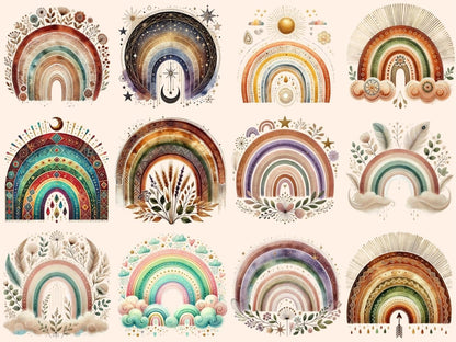 Boho Rainbows Clipart Artistic Rainbow PNG - Wonders Artist