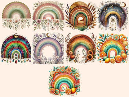 Boho Rainbows (P2) Clipart Artistic Rainbow PNG - Wonders Artist