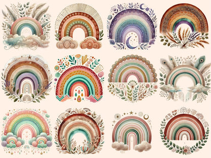 Boho Rainbows (P2) Clipart Artistic Rainbow PNG - Wonders Artist
