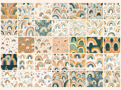 Boho Rainbows Seamless Digital Paper arch pattern - Wonders Artist