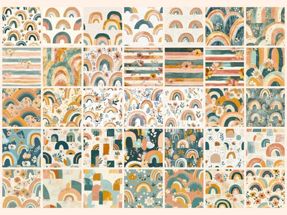 Boho Rainbows Seamless Digital Paper arch pattern - Wonders Artist