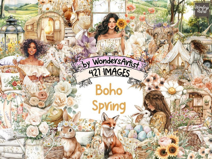 Boho Spring Watercolor Clipart bohemian clipart - Wonders Artist