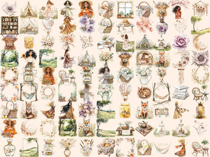 Boho Spring Watercolor Clipart bohemian clipart - Wonders Artist