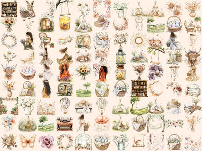 Boho Spring Watercolor Clipart bohemian clipart - Wonders Artist