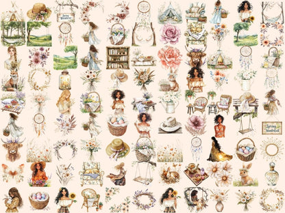 Boho Spring Watercolor Clipart bohemian clipart - Wonders Artist