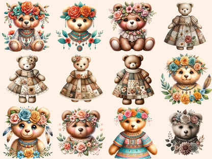 Boho Teddies Clipart Bear download - Wonders Artist
