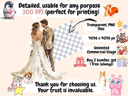 Boho Wedding Watercolor Clipart bohemian wedding png - Wonders Artist