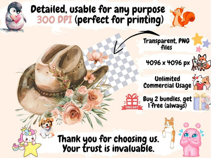 Boho Western Watercolor Clipart Bohemian Clipart - Wonders Artist