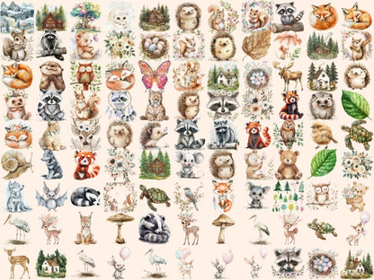 Boho Woodland Watercolor Clipart boho animals clipart - Wonders Artist