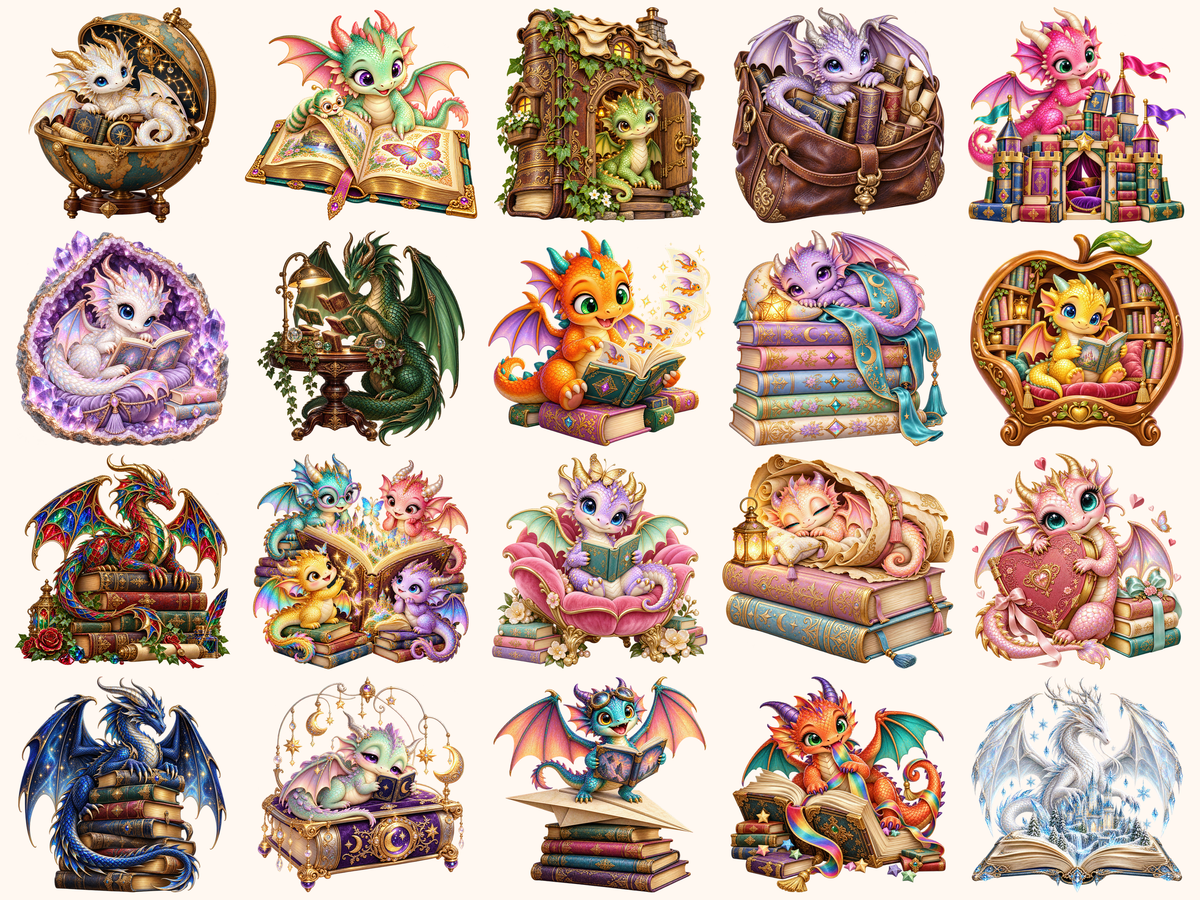 Book Dragons Clipart — 04_grid.png