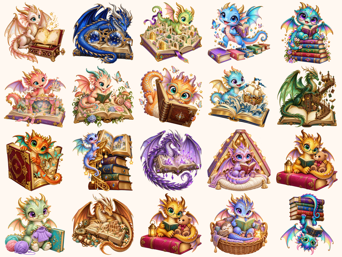 Book Dragons Clipart — 05_grid.png