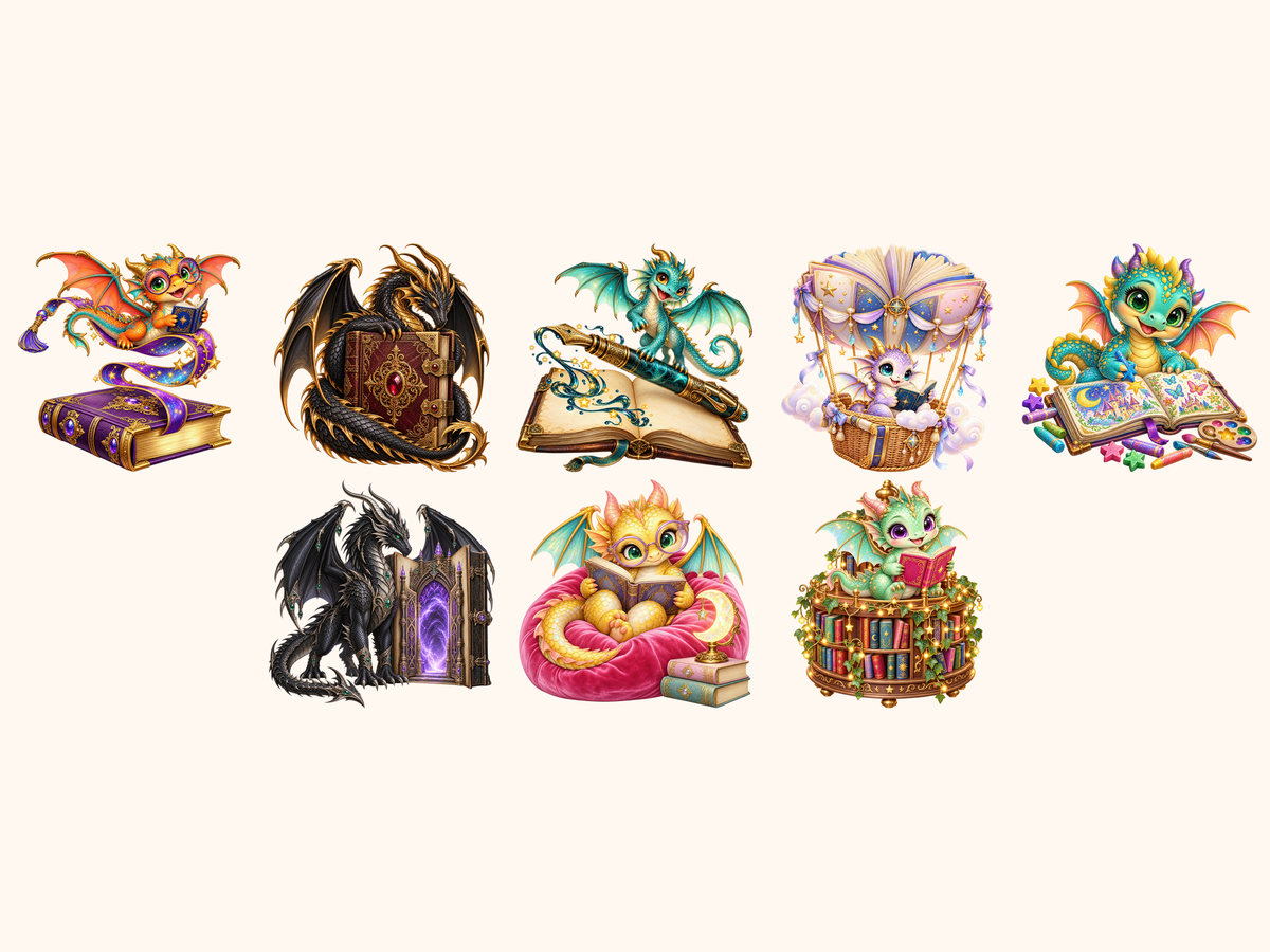 Book Dragons Clipart — 09_grid.png
