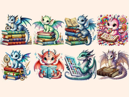 Book Dragons (P2) Clipart Book Dragon Art - Wonders Artist