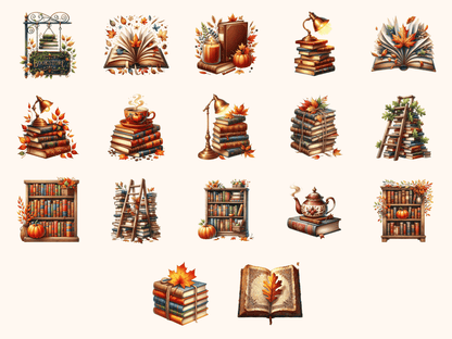 Bookstore Autumn Clipart All Bundles Clipart Line Art - WondersArtist