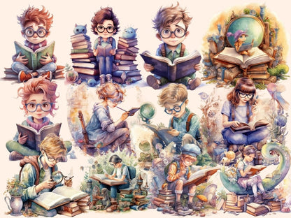 Bookworms Watercolor Clipart book clipart - Wonders Artist