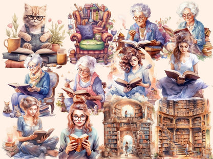 Bookworms Watercolor Clipart book clipart - Wonders Artist