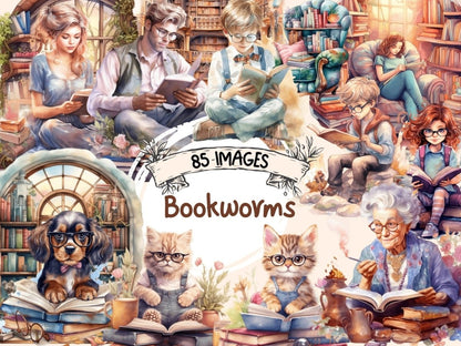Bookworms Watercolor Clipart book clipart - Wonders Artist