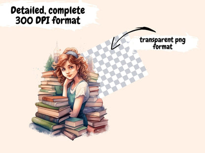 Bookworms Watercolor Clipart book clipart - Wonders Artist