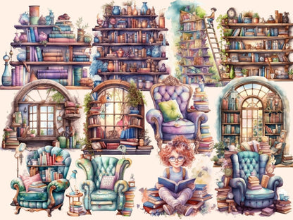 Bookworms Watercolor Clipart book clipart - Wonders Artist