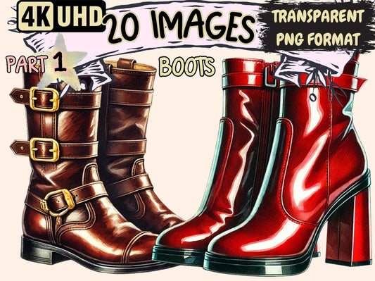 Boots Clipart - High - Quality Instant Digital Download for Creative Projects