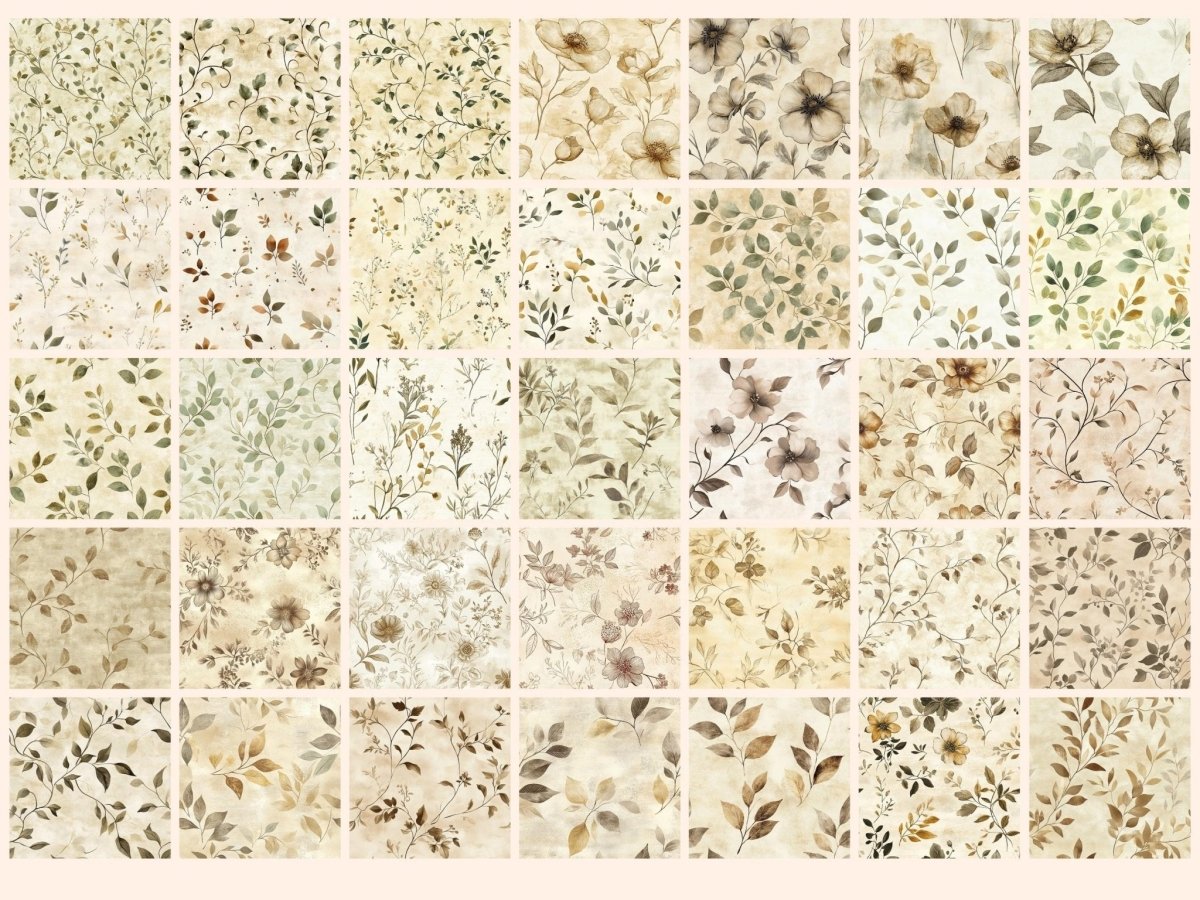 Botanical Sketch Seamless Pattern Digital Papers botanical print Botanical sketch digital paper - WondersArtist