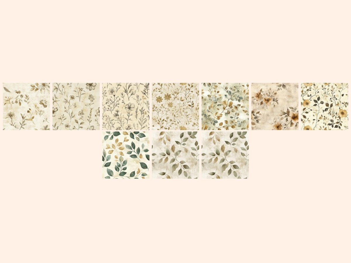 Botanical Sketch Seamless Pattern Digital Papers botanical print Botanical sketch digital paper - WondersArtist