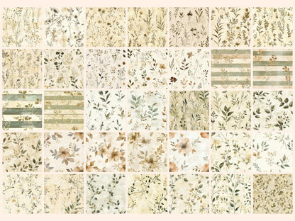 Botanical Sketch Seamless Pattern Digital Papers botanical print Botanical sketch digital paper - WondersArtist