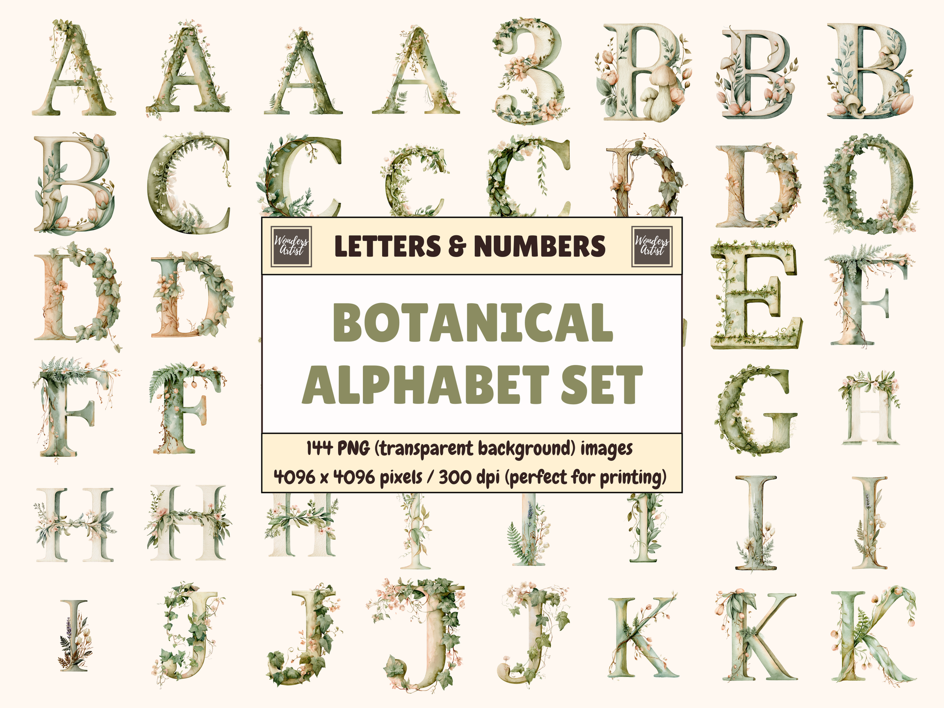 Botanical Alphabet & Numbers