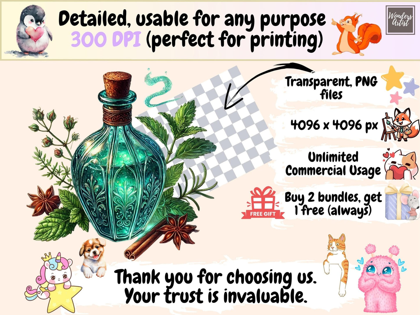 Botany & Apothecary Clipart - High - Quality Instant Digital Download for Creative Projects