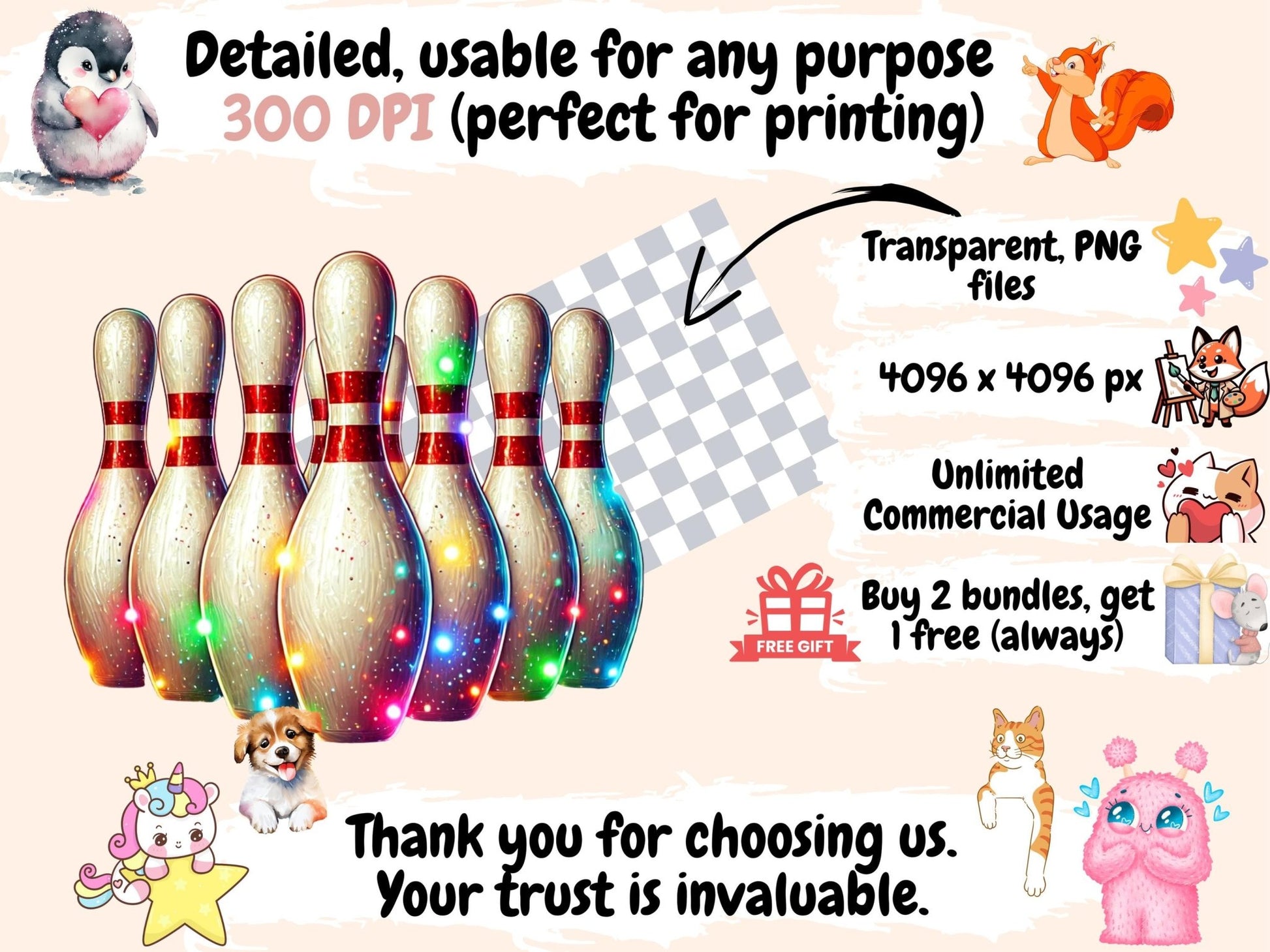 Bowling Clipart - High - Quality Instant Digital Download for Creative Projects