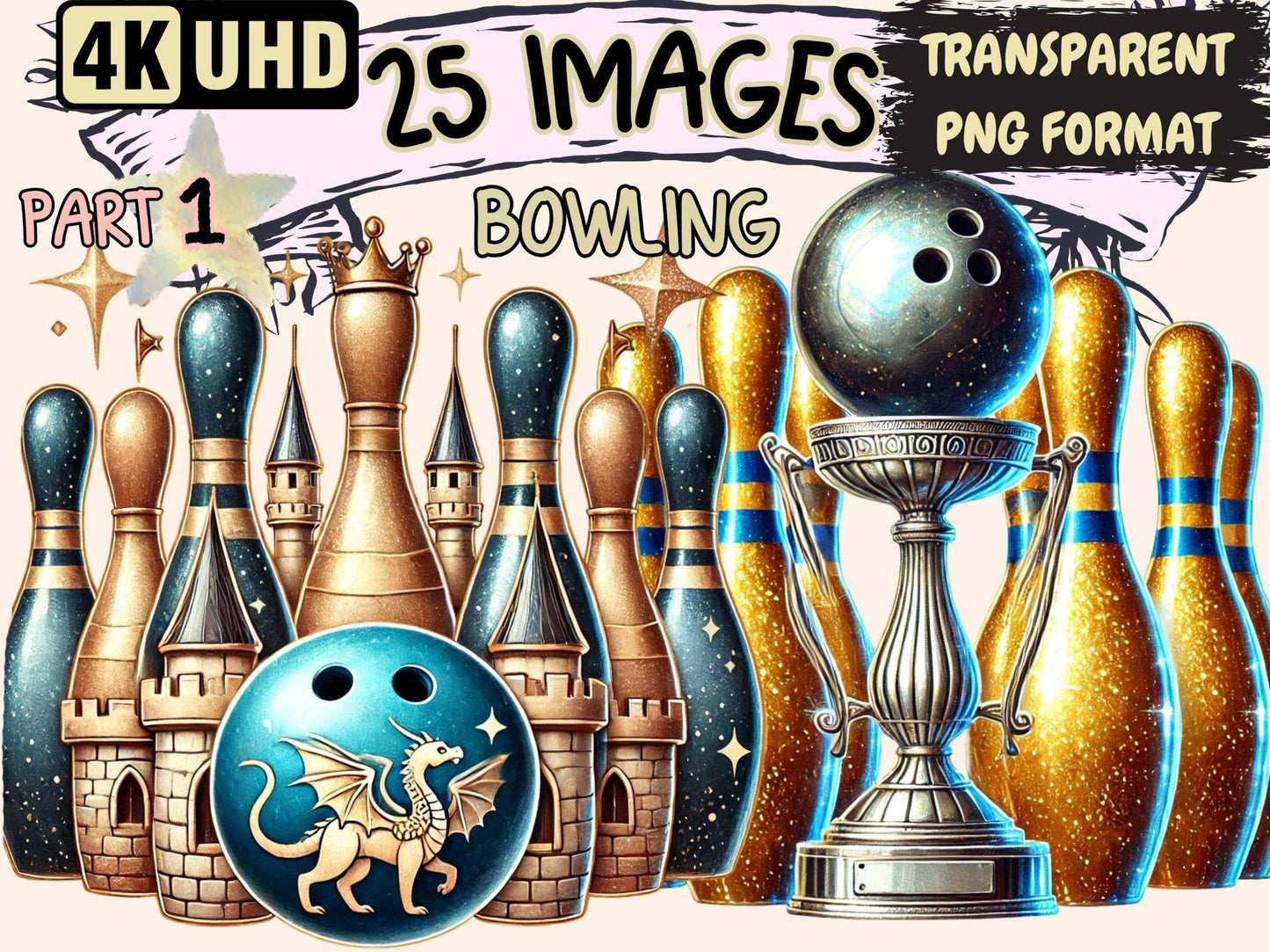 Bowling Clipart - High - Quality Instant Digital Download for Creative Projects