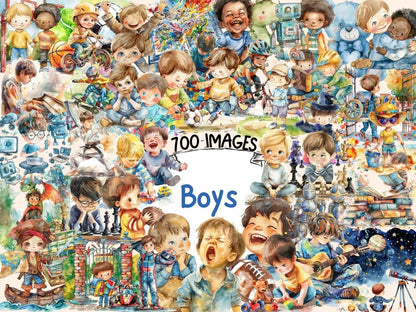 Boys Watercolor Clipart boy child clipart - Wonders Artist
