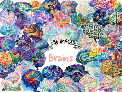 Brains Watercolor Clipart brain art - Wonders Artist
