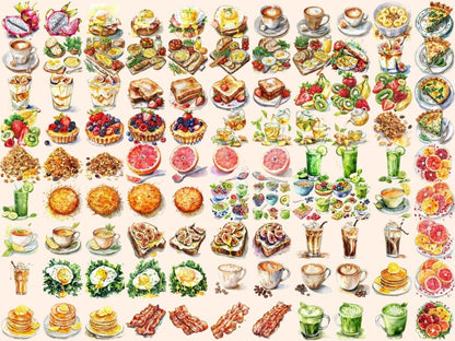 Breakfast Foods Watercolor Clipart breakfast clipart - Wonders Artist