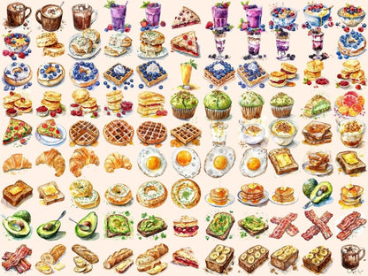 Breakfast Foods Watercolor Clipart breakfast clipart - Wonders Artist