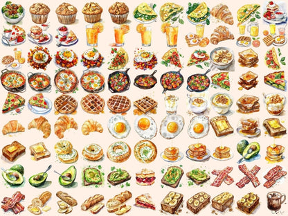 Breakfast Foods Watercolor Clipart breakfast clipart - Wonders Artist