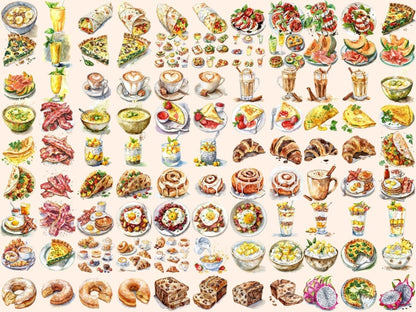 Breakfast Foods Watercolor Clipart breakfast clipart - Wonders Artist