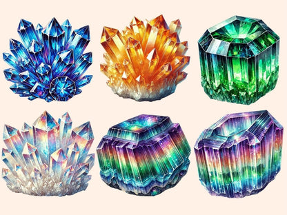 Bright Crystals Clipart Colorful Crystals - Wonders Artist