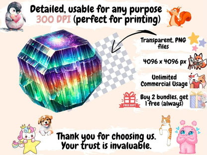 Bright Crystals Clipart Colorful Crystals - Wonders Artist