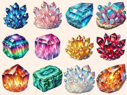 Bright Crystals Clipart Colorful Crystals - Wonders Artist