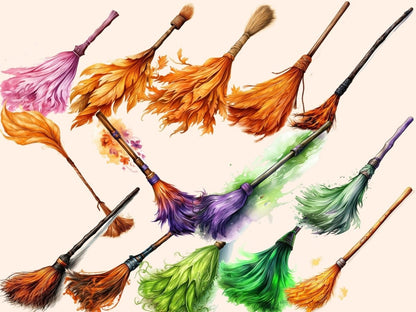 Broomsticks Watercolor Clipart broomstick clipart - Wonders Artist