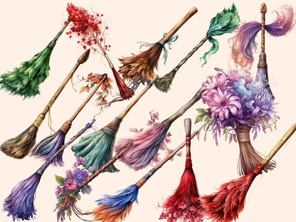Broomsticks Watercolor Clipart broomstick clipart - Wonders Artist