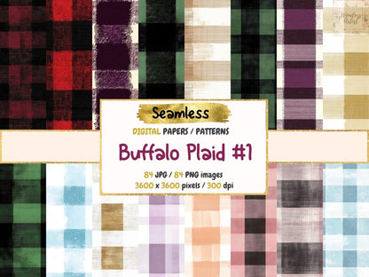 Buffalo Plaid Seamless Pattern Digital Papers buffalo check - Wonders Artist