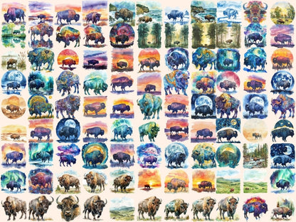 Buffalos Watercolor Clipart bison clipart - Wonders Artist