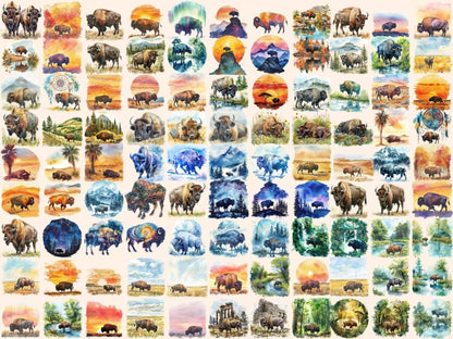 Buffalos Watercolor Clipart bison clipart - Wonders Artist