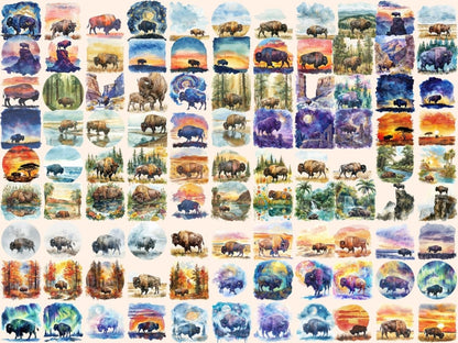 Buffalos Watercolor Clipart bison clipart - Wonders Artist