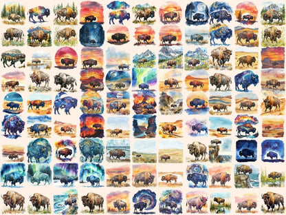 Buffalos Watercolor Clipart bison clipart - Wonders Artist